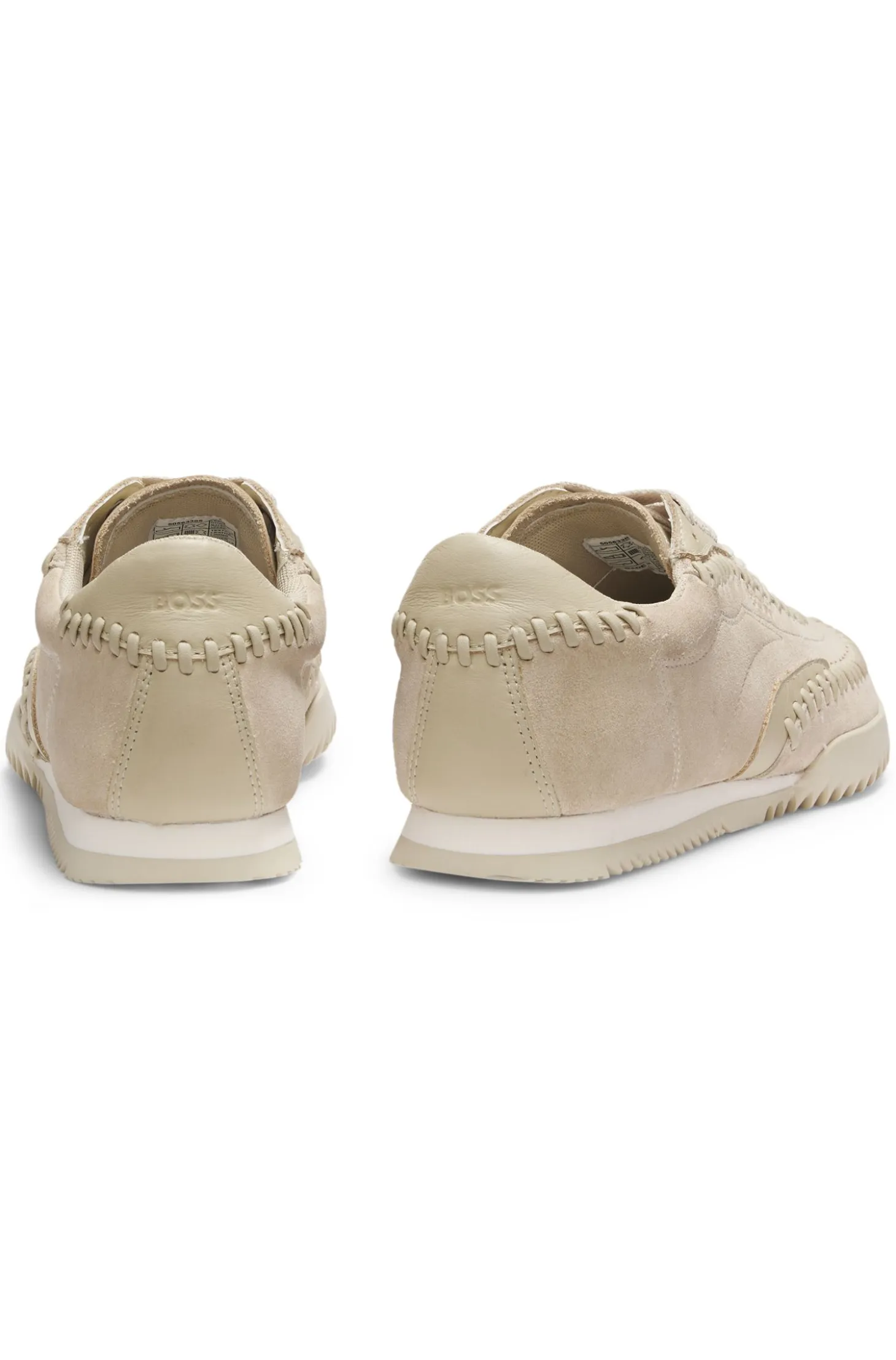 Suede-leather trainers with whipstitching