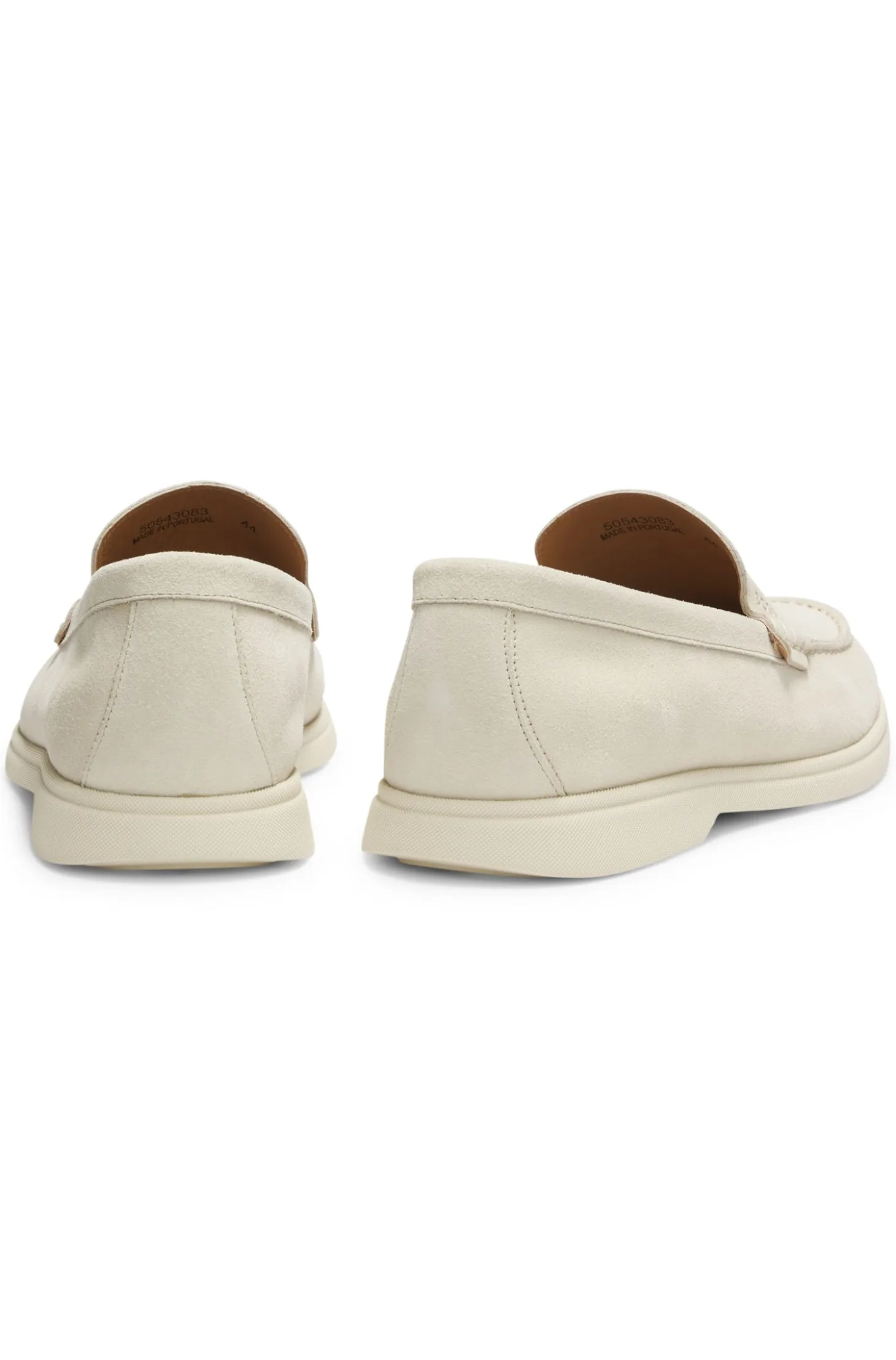 Suede loafers with embossed logo