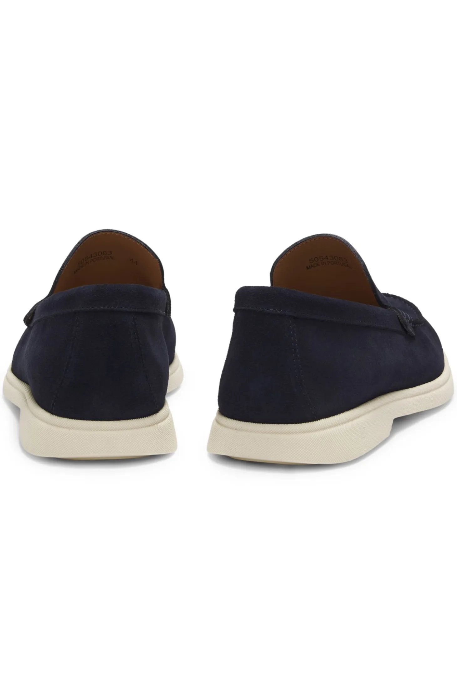 Suede loafers with embossed logo