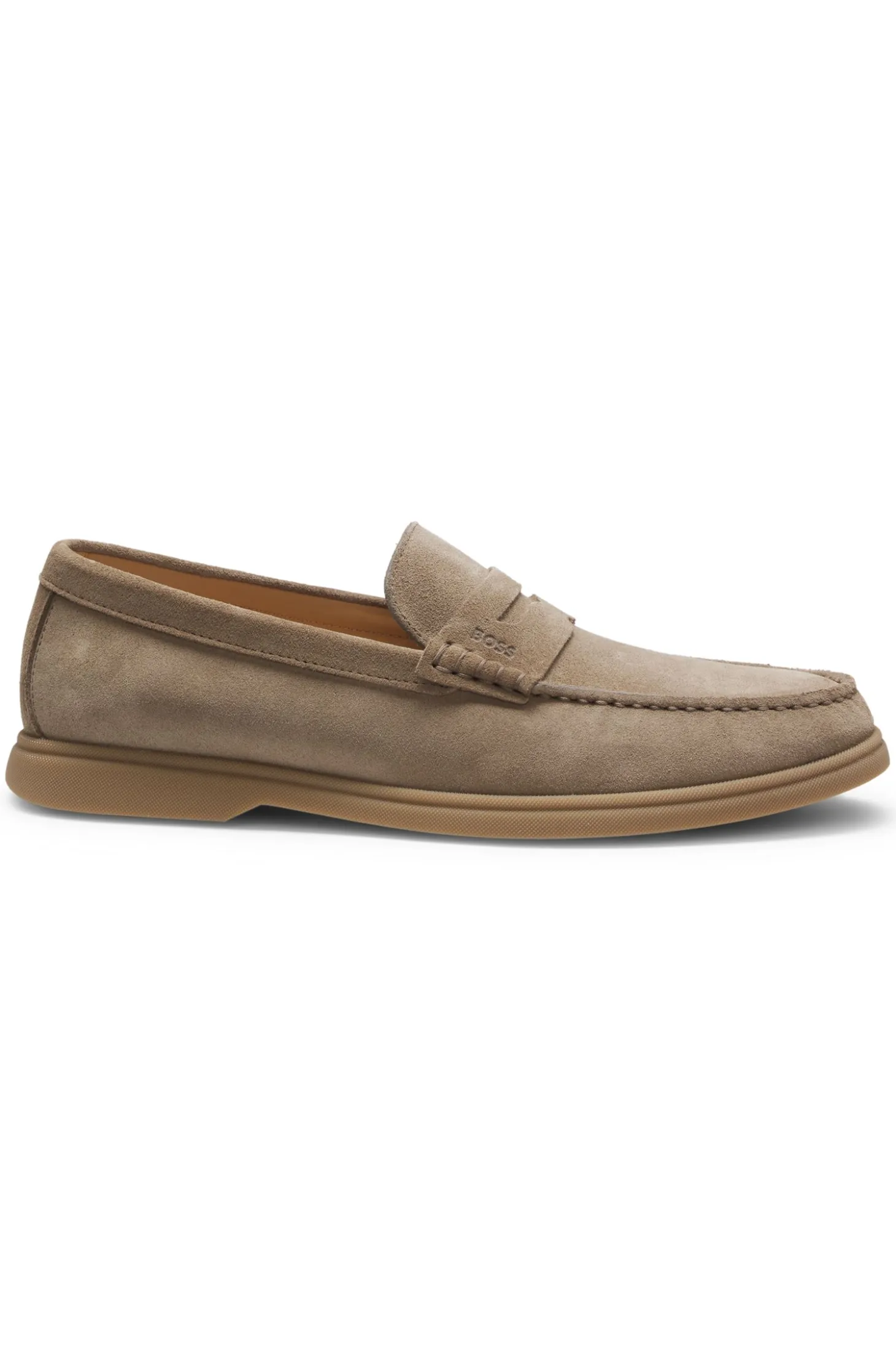 Suede loafers with logo penny trim