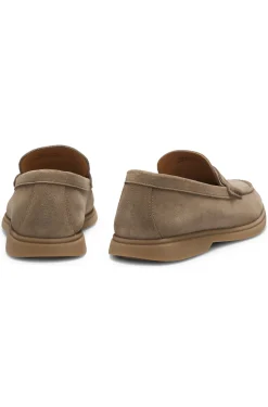 Suede loafers with logo penny trim
