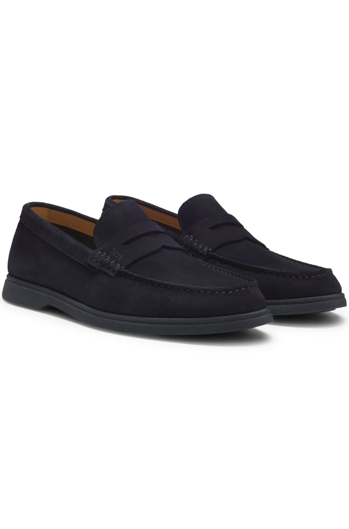 Suede loafers with logo penny trim
