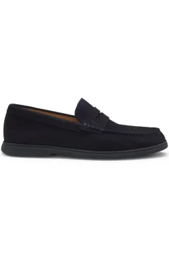 Suede loafers with logo penny trim