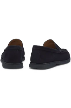 Suede loafers with logo penny trim