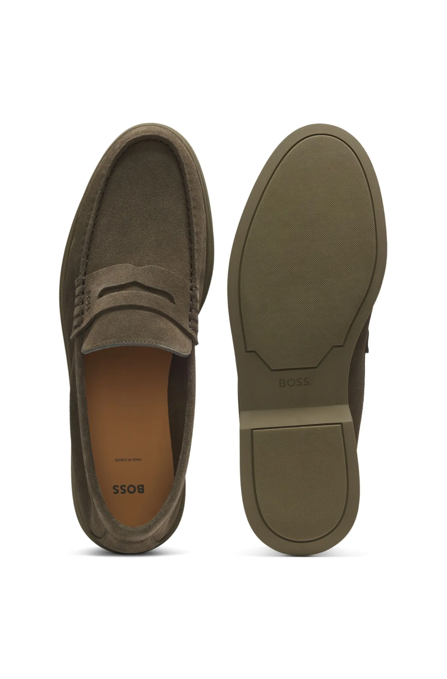 Suede loafers with logo penny trim