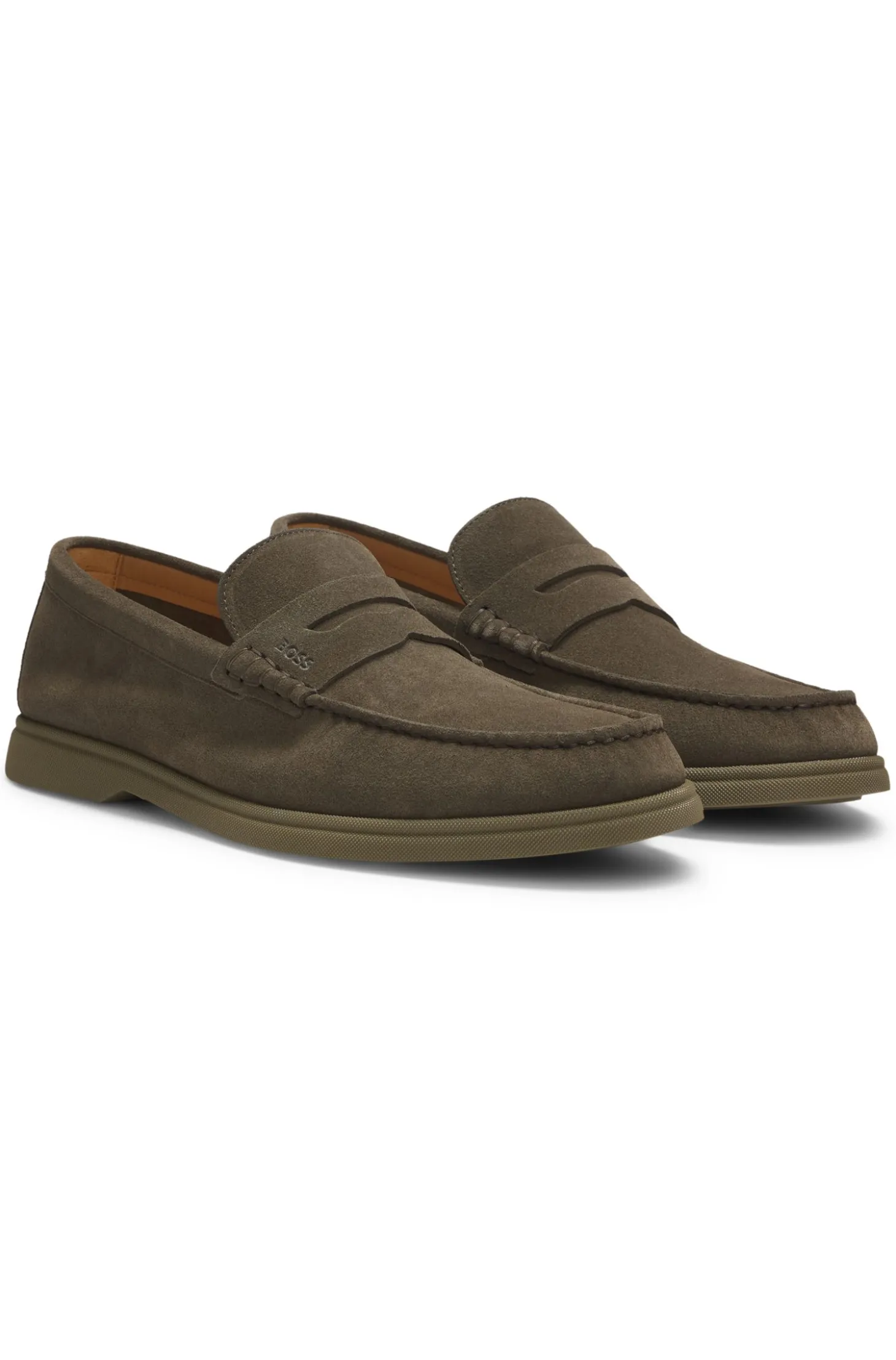 Suede loafers with logo penny trim