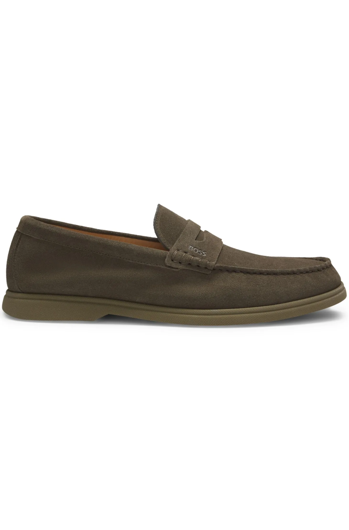 Suede loafers with logo penny trim