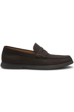 Suede loafers with logo penny trim