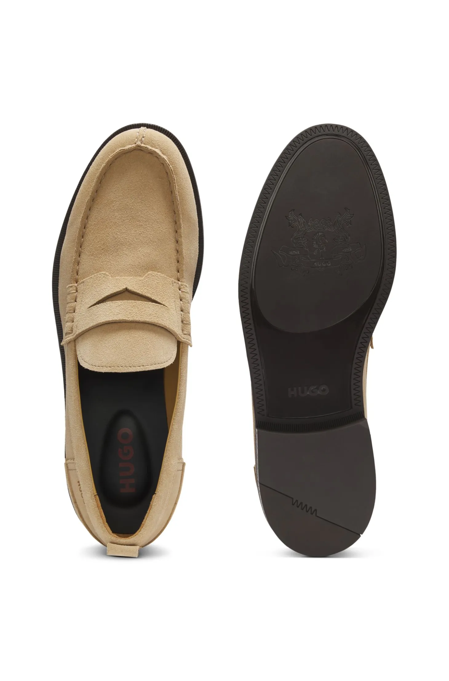 Suede loafers with penny trim
