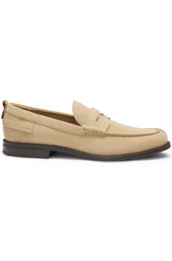 Suede loafers with penny trim