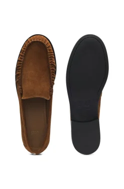 Suede loafers with ruched detail