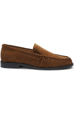 Suede loafers with ruched detail