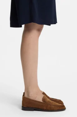 Suede loafers with ruched detail