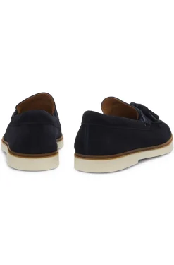 Suede loafers with tassel trim