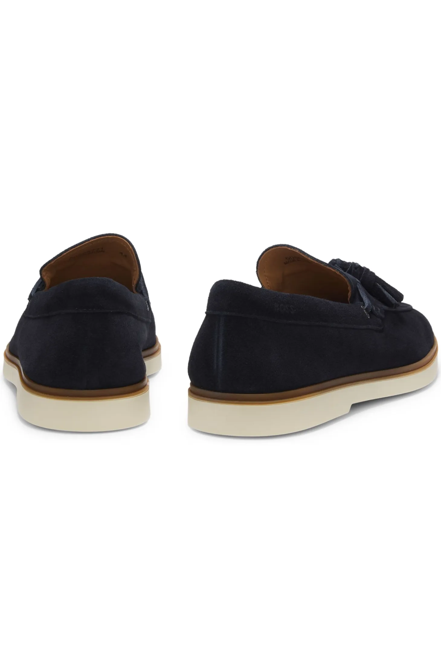 Suede loafers with tassel trim