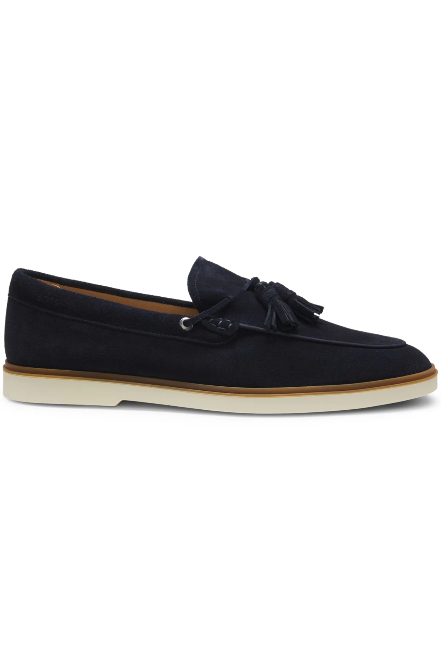 Suede loafers with tassel trim
