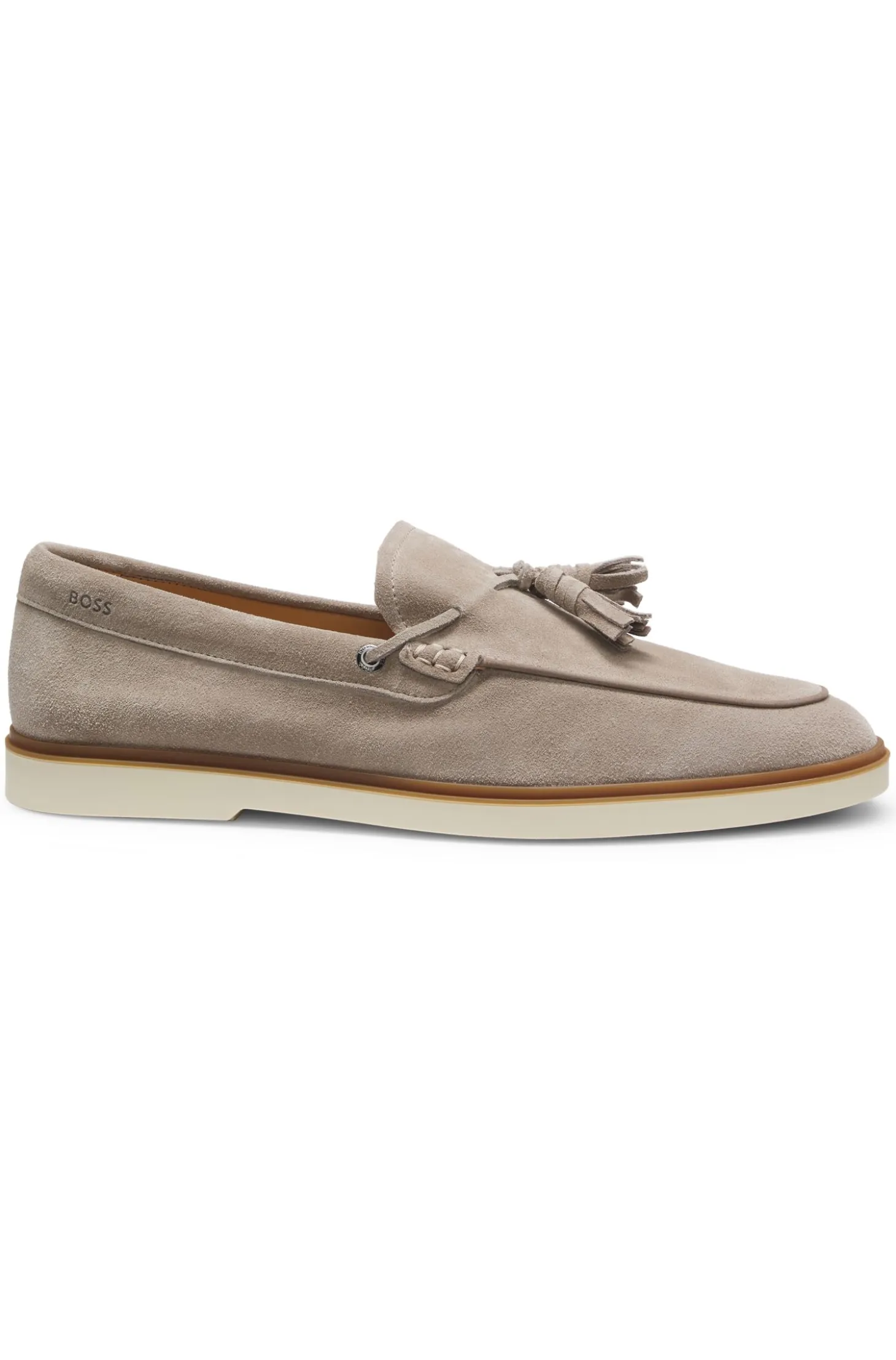 Suede loafers with tassel trim