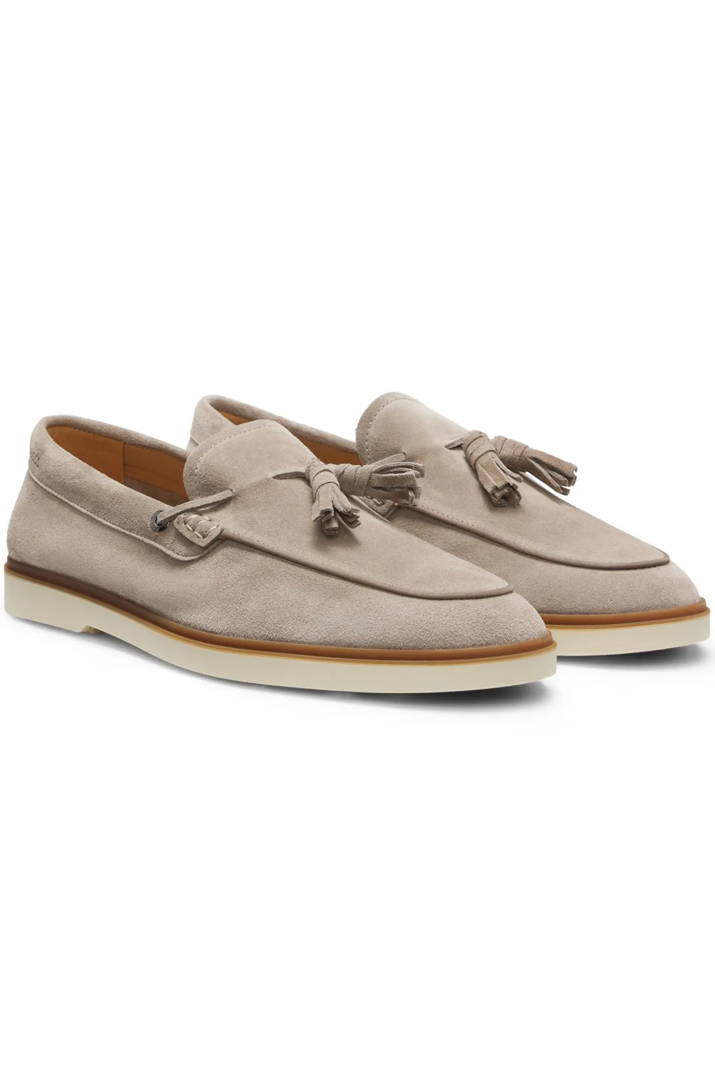 Suede loafers with tassel trim