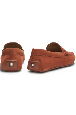Suede moccasins with penny trim