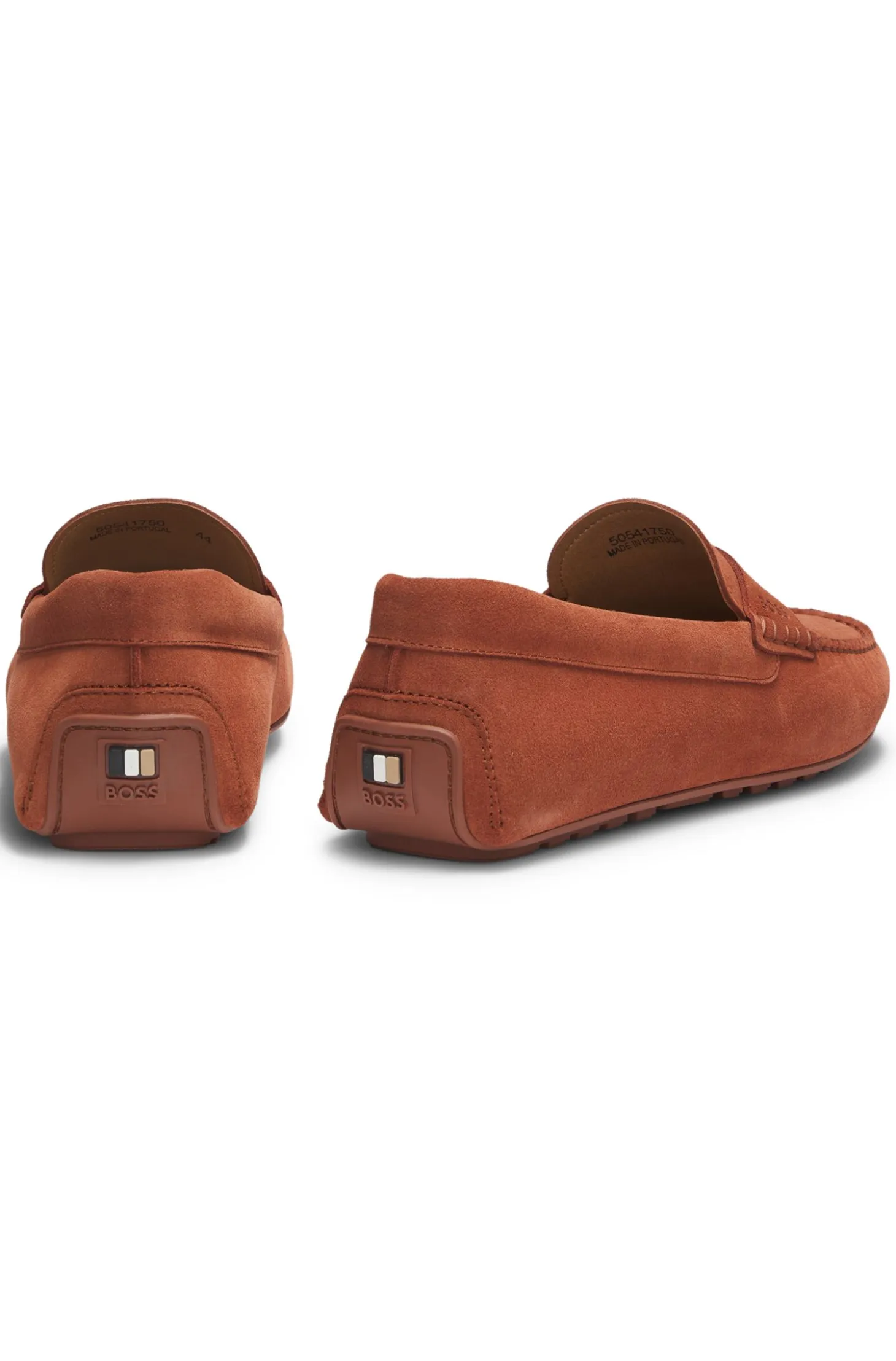 Suede moccasins with penny trim