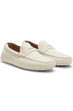 Suede moccasins with penny trim