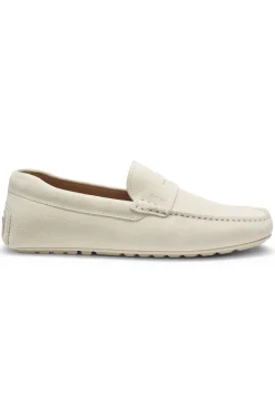 Suede moccasins with penny trim