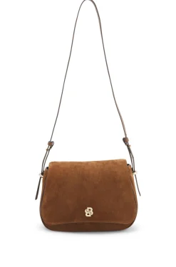 Suede saddle bag with Double B monogram