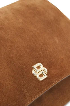 Suede saddle bag with Double B monogram