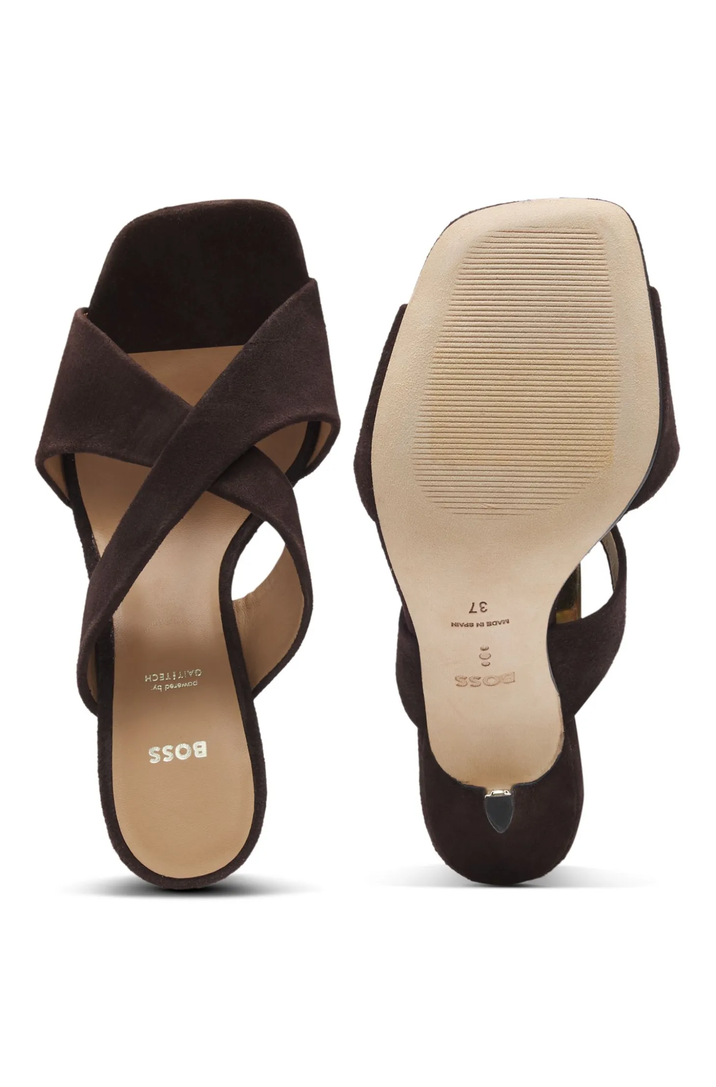 Suede sandals with crossover straps