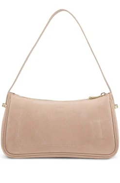 Suede shoulder bag with metallic Double B monogram