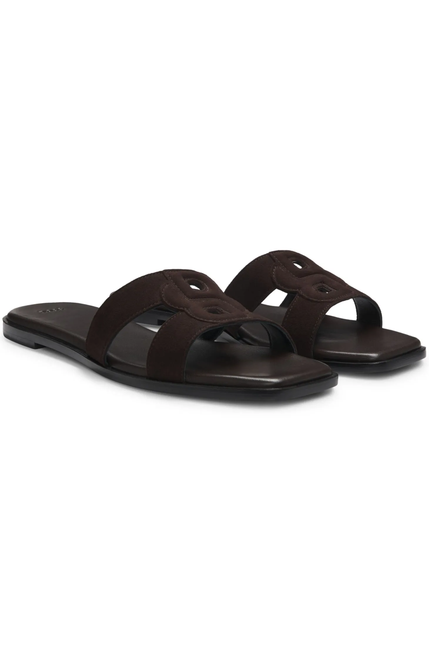 Suede slides with stitched Double B monogram