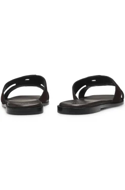 Suede slides with stitched Double B monogram