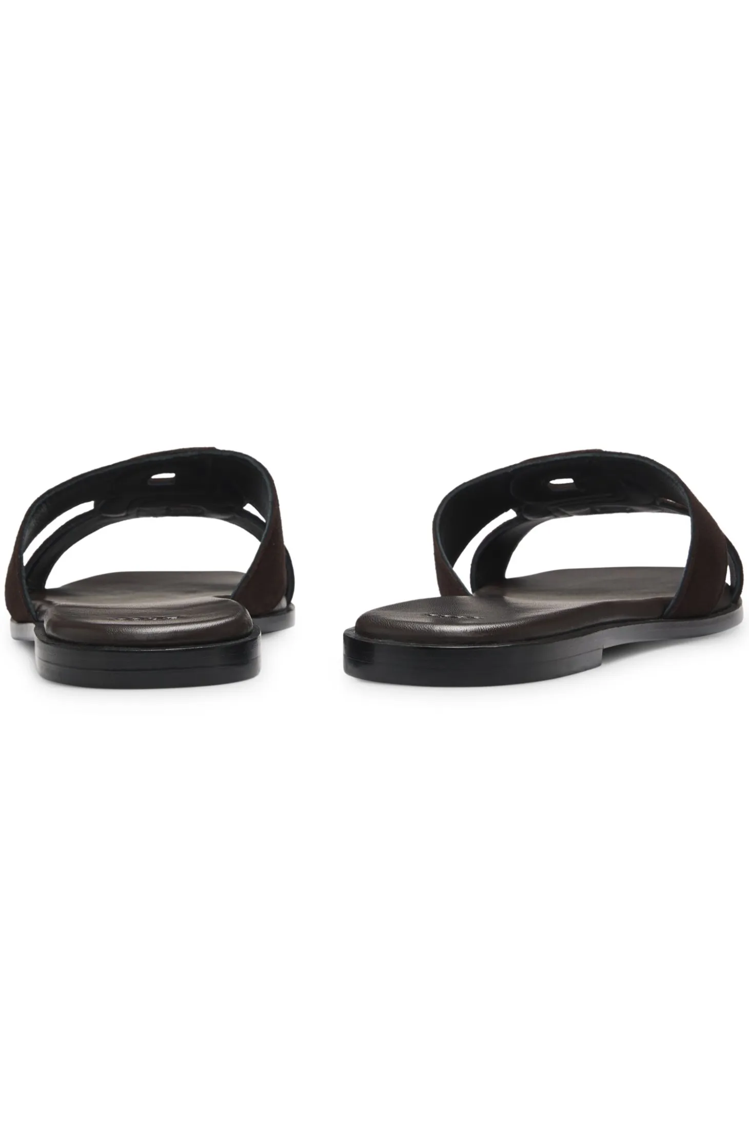 Suede slides with stitched Double B monogram