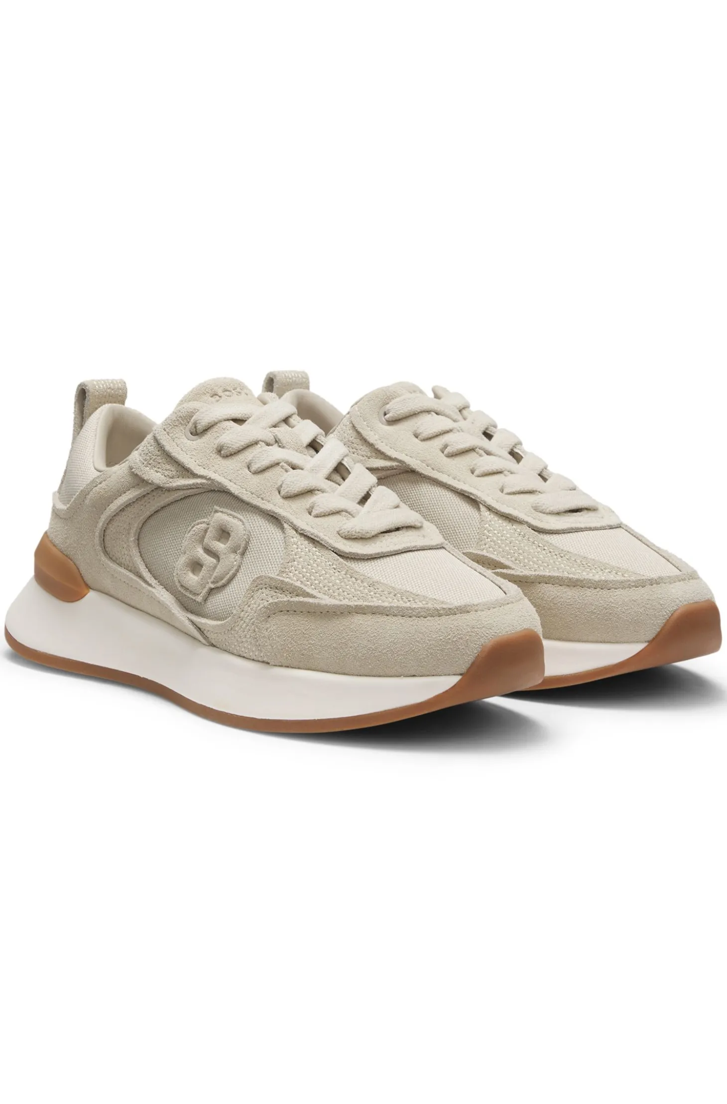 Suede trainers with Double B monogram