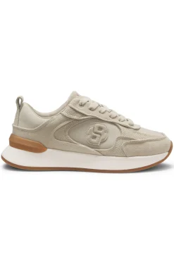 Suede trainers with Double B monogram