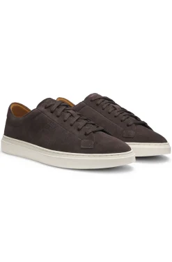 Suede trainers with embossed logo