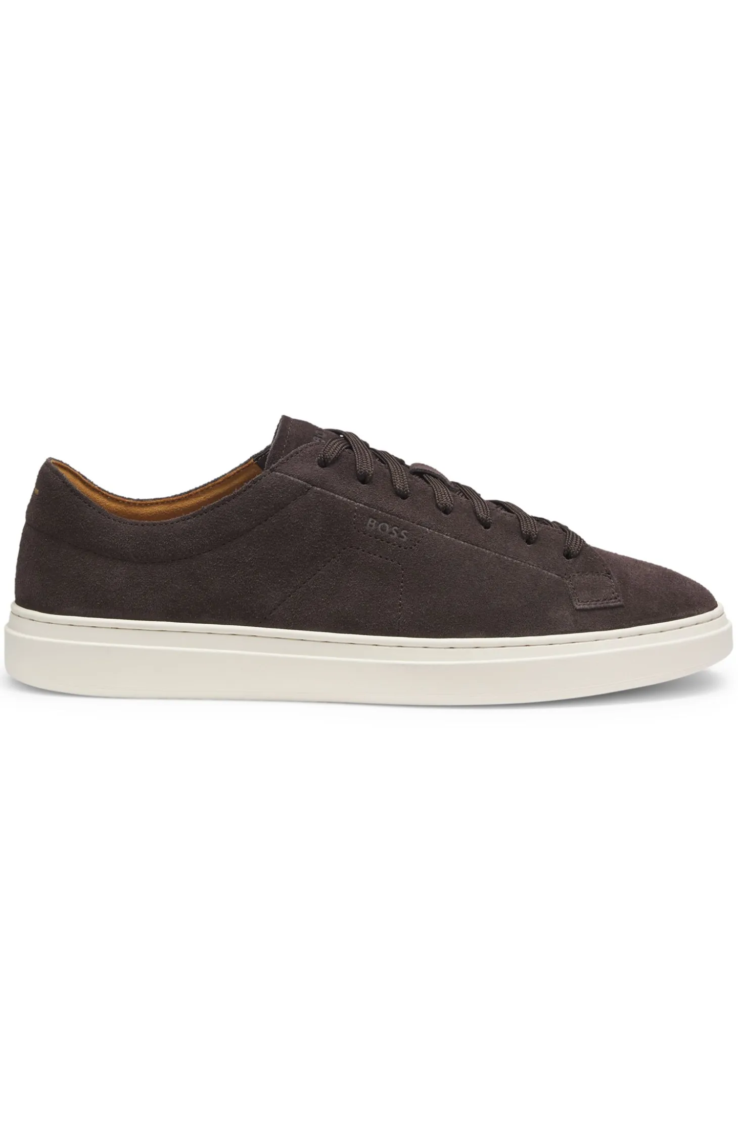 Suede trainers with embossed logo