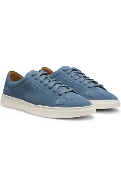 Suede trainers with embossed logo