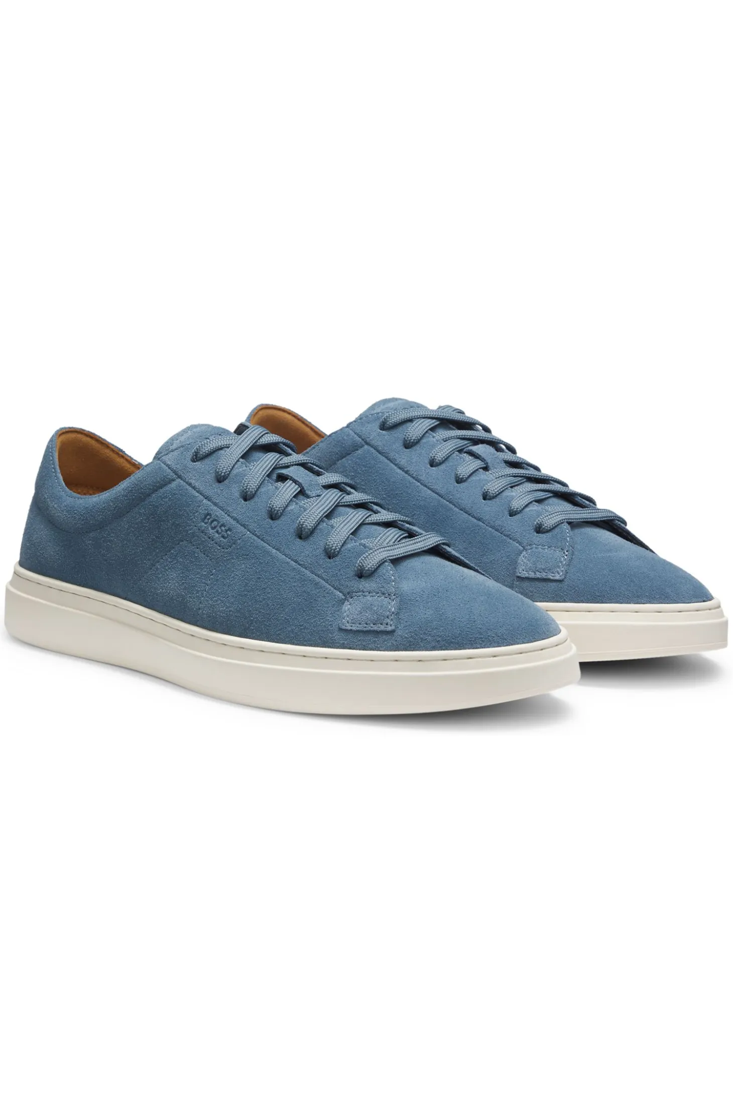 Suede trainers with embossed logo