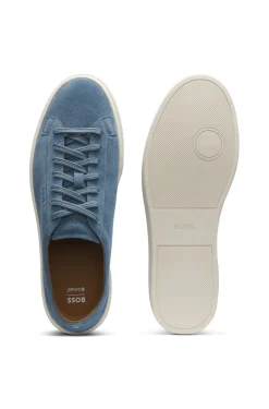 Suede trainers with embossed logo
