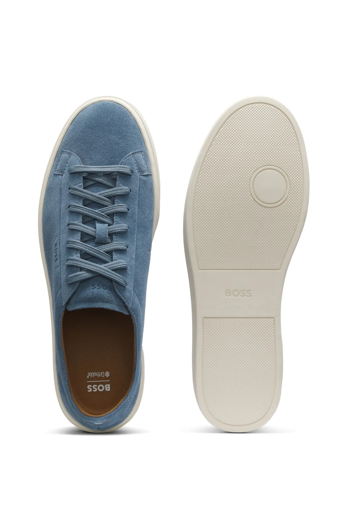 Suede trainers with embossed logo