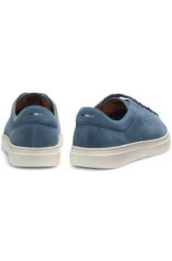Suede trainers with embossed logo