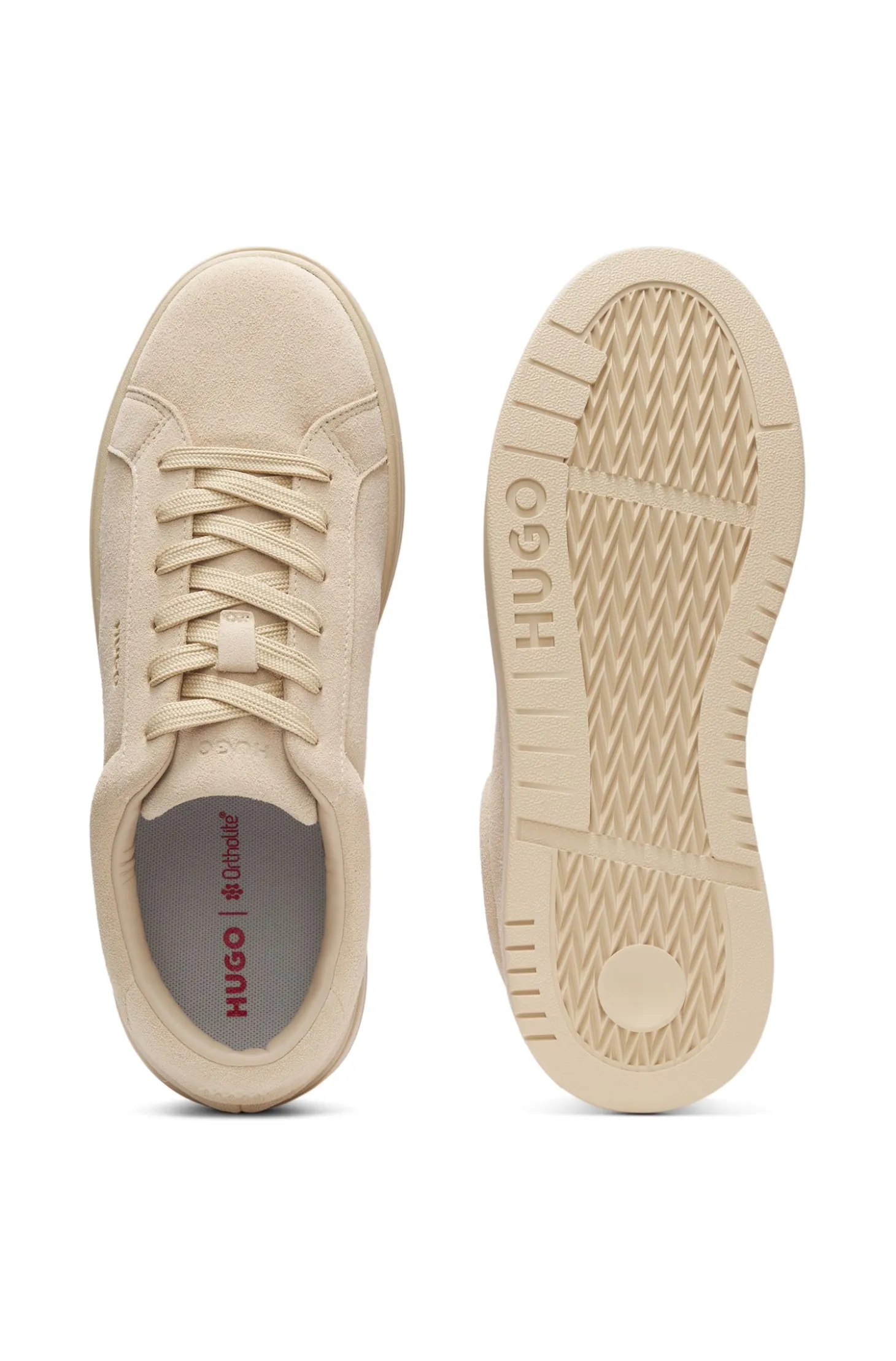 Suede trainers with gold-tone foil logo