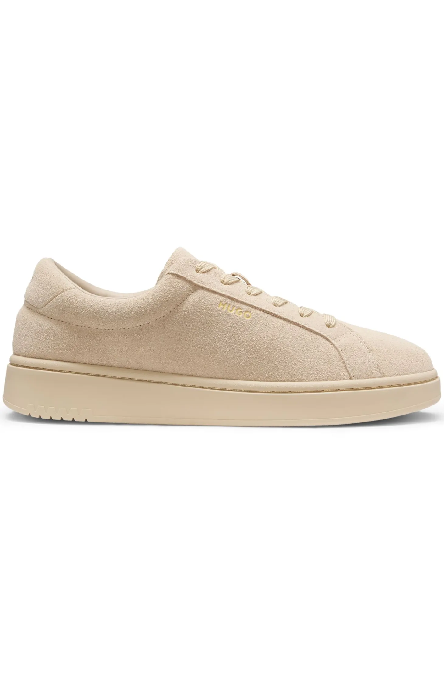 Suede trainers with gold-tone foil logo