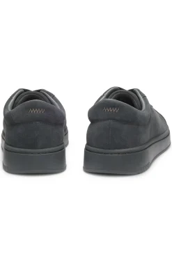 Suede trainers with gold-tone foil logo