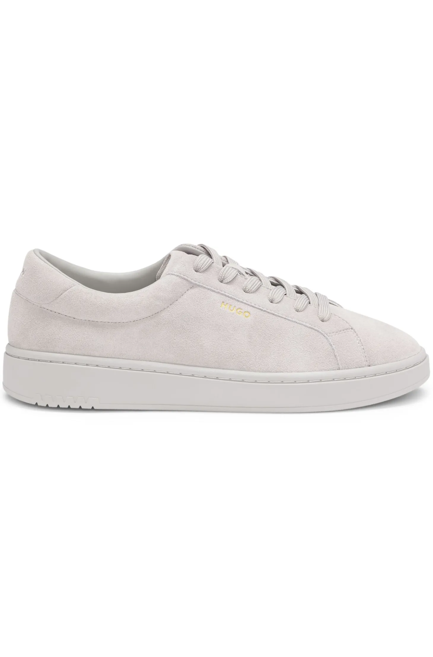 Suede trainers with gold-tone foil logo