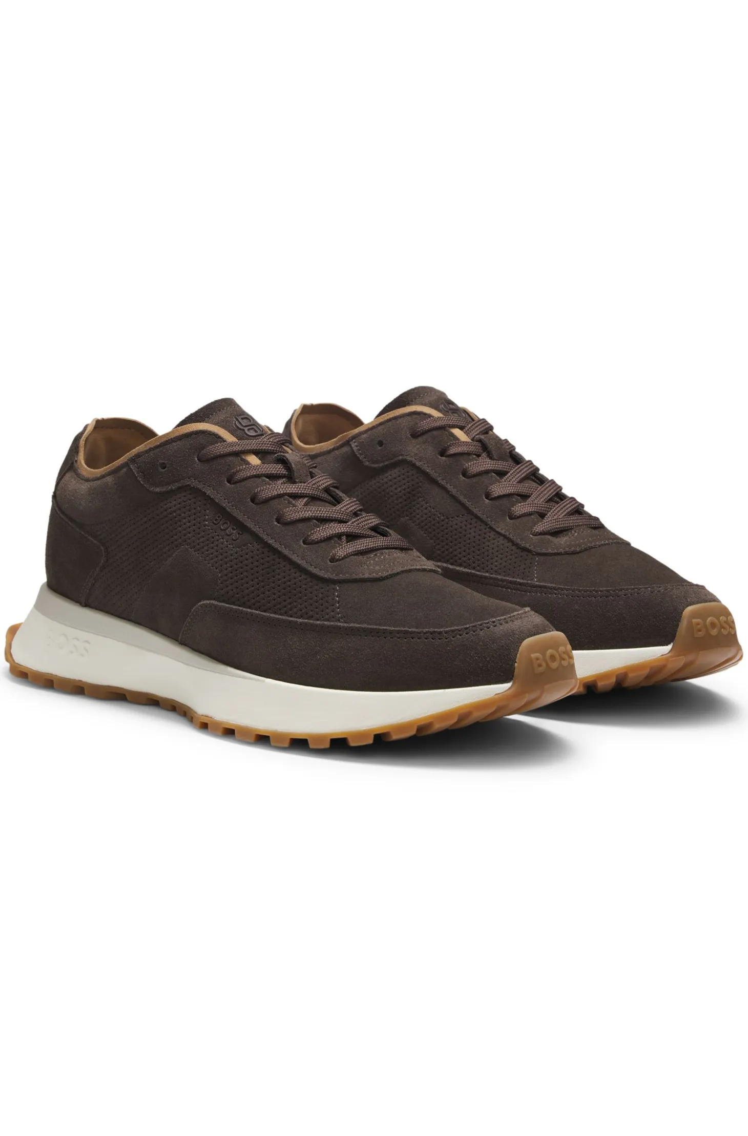 Suede trainers with perforations