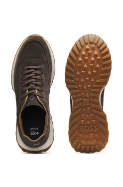 Suede trainers with perforations