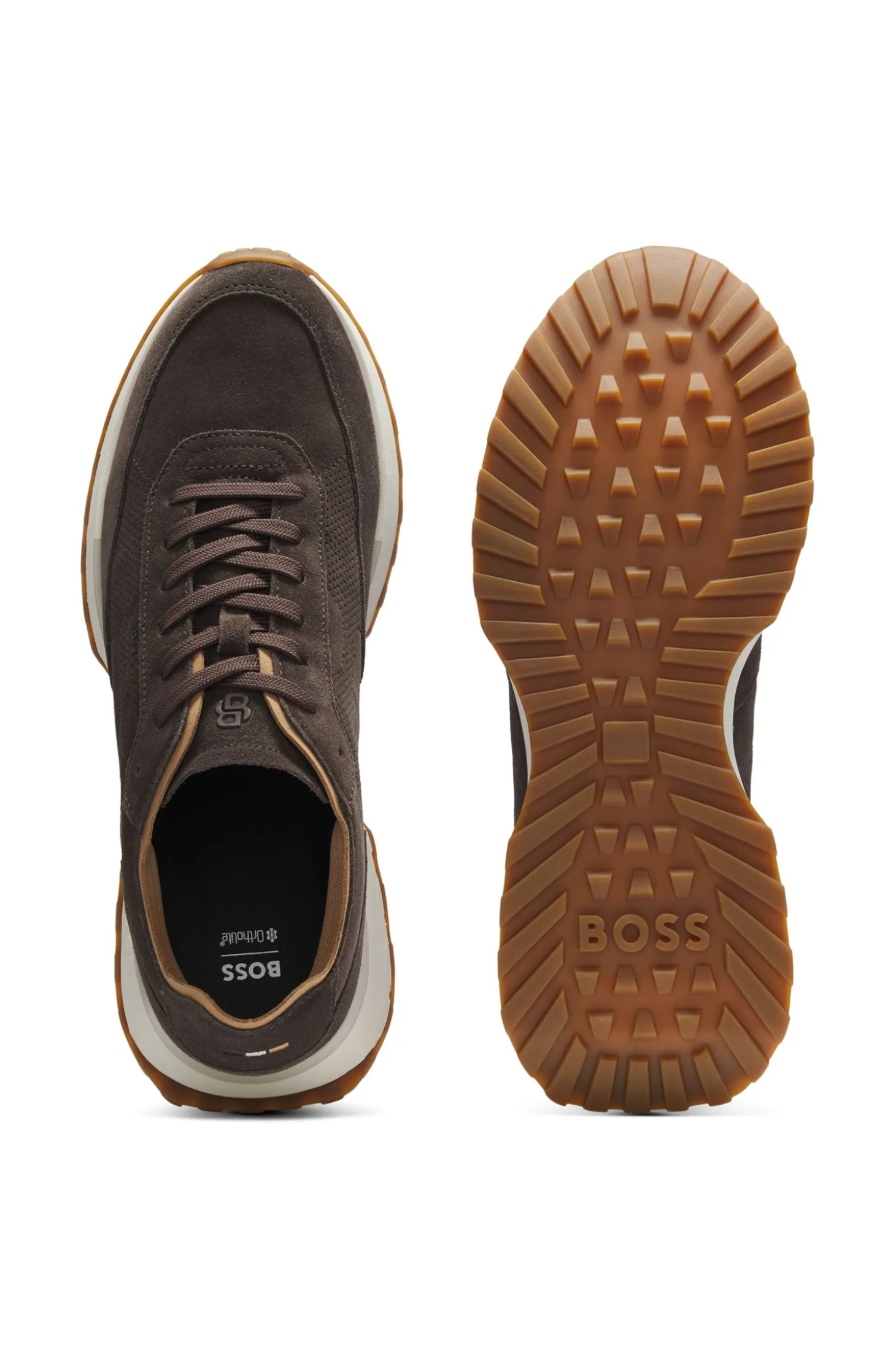 Suede trainers with perforations