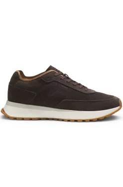 Suede trainers with perforations